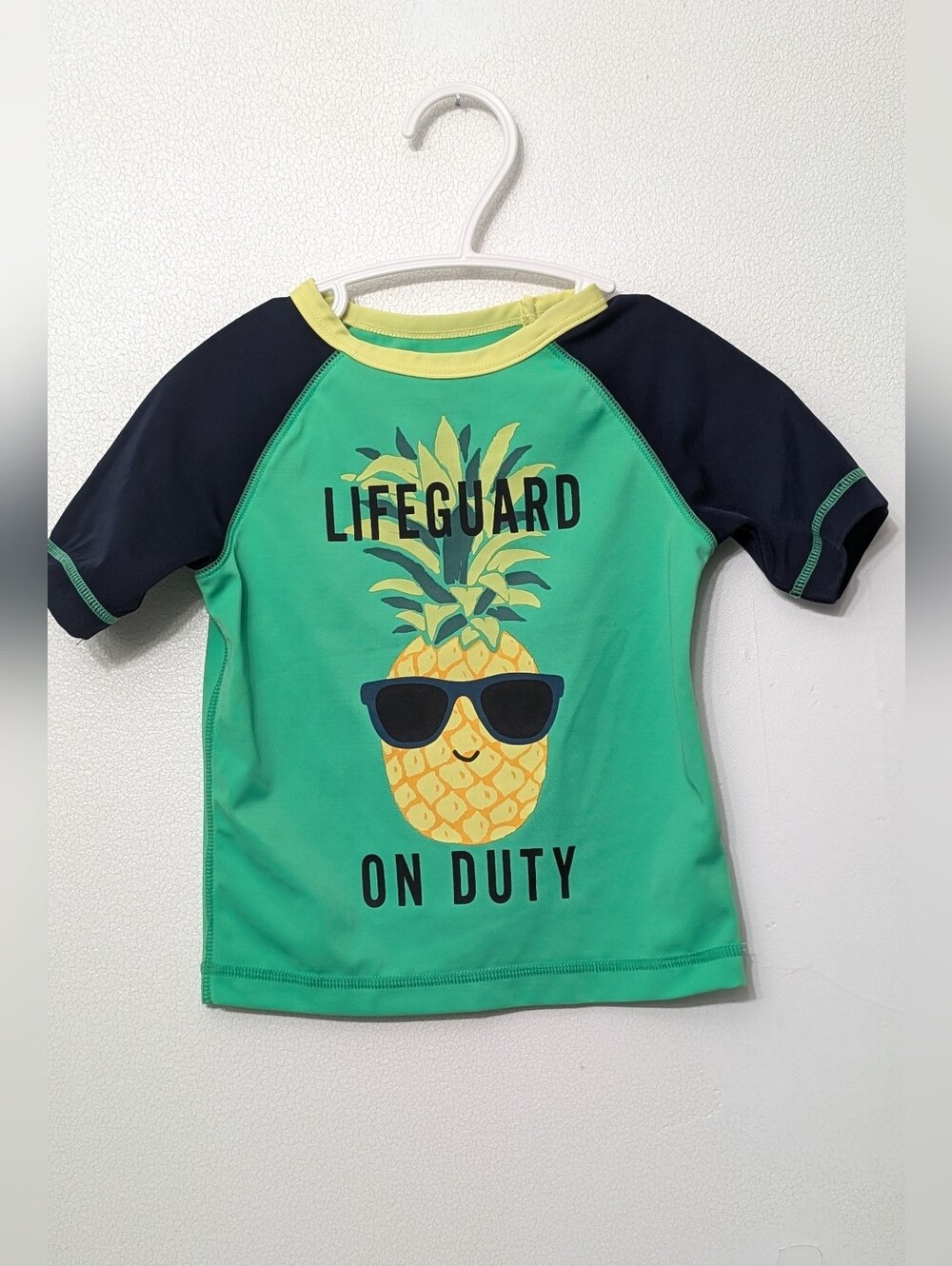 Old Navy Green & Navy Kids Lifeguard Pineapple Rashguard 18-24 M